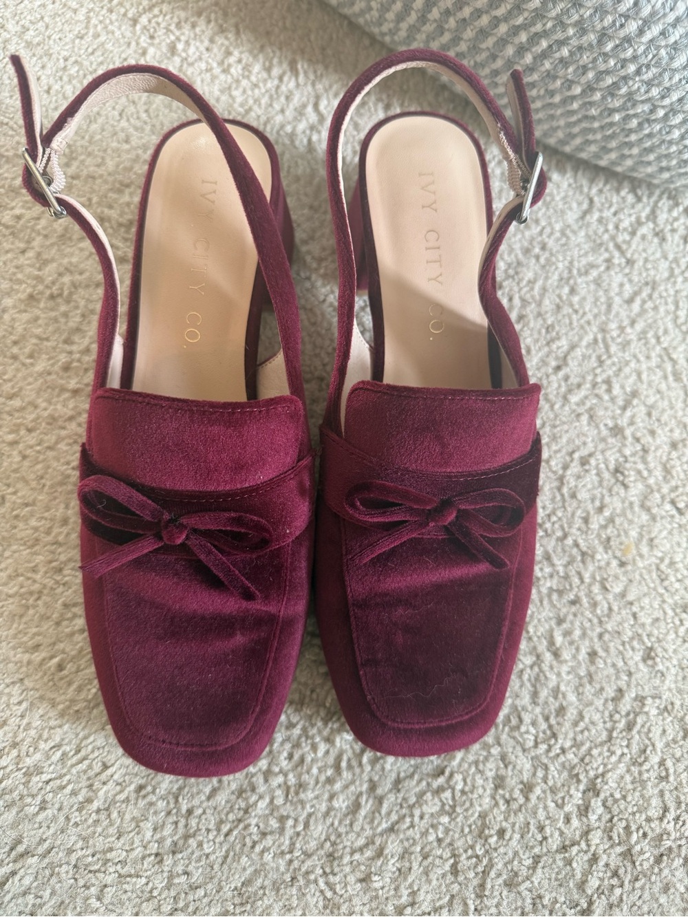 Ivy City Co Burgundy Velvet Loafers Size 8.5